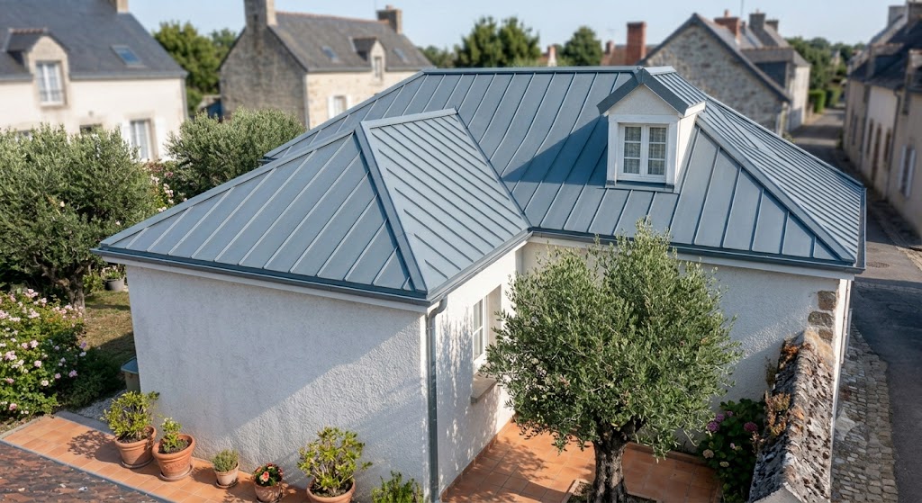Toiture en zinc à joints debout réalisée par [NOM_ENTREPRISE]